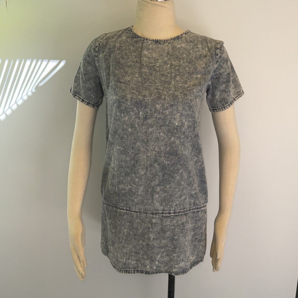 "The Hanger" Acid Wash Denim Shift Mini Dress Or Tunic Womens SZ Small